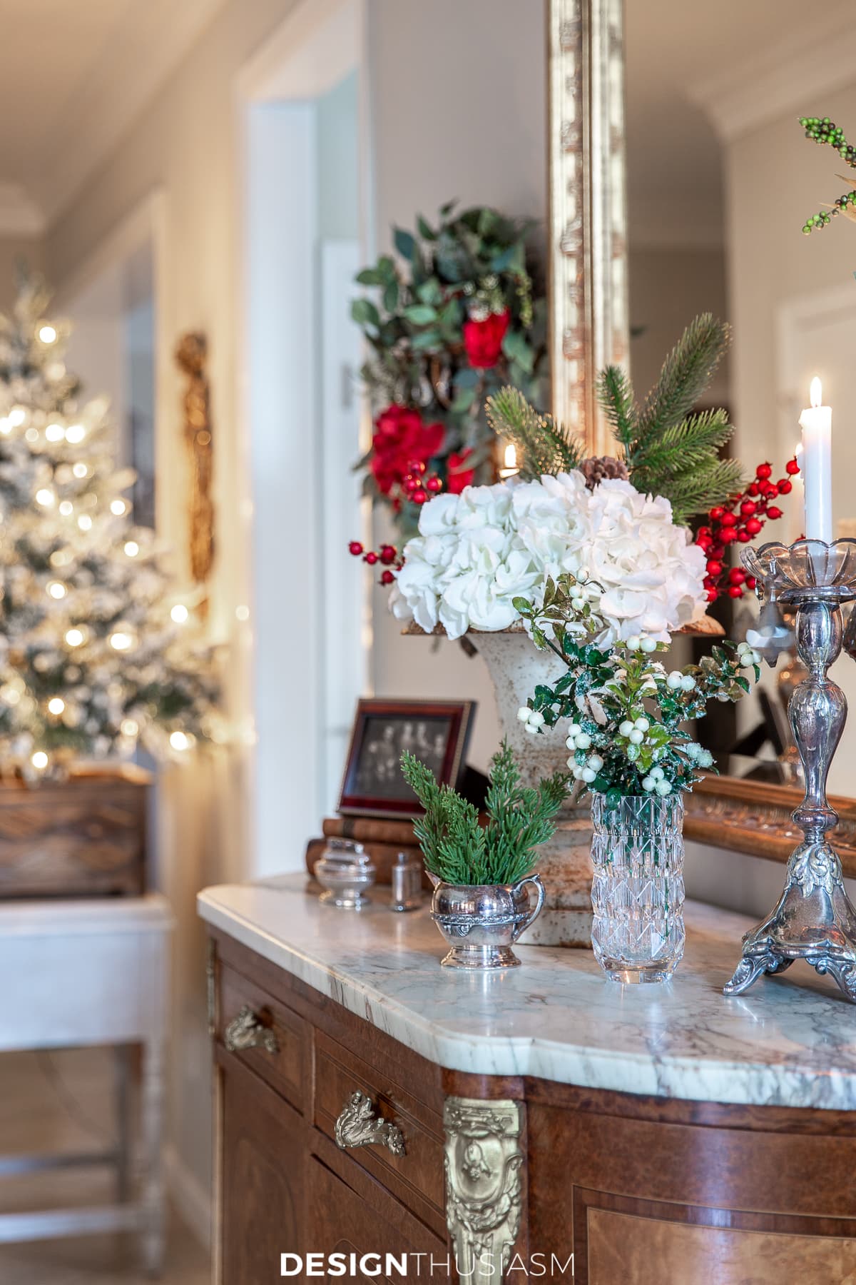 Christmas entryway table