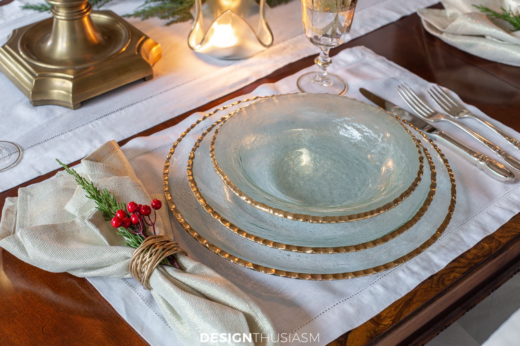 Gold Christmas table plates