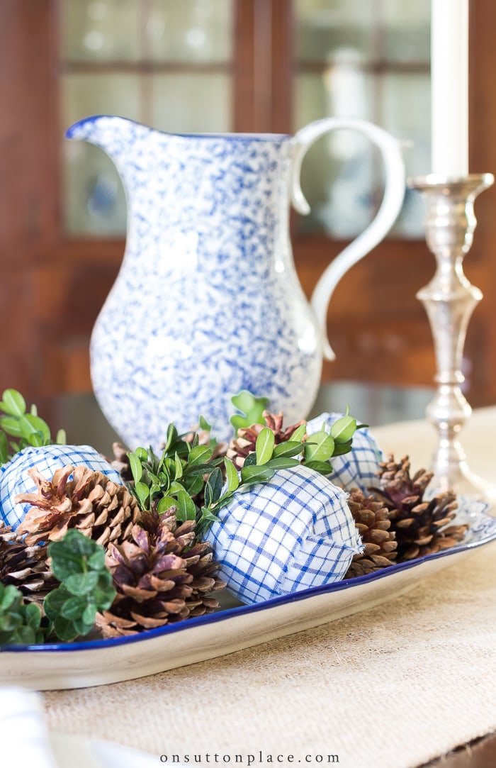 Pinecone & Rag Ball Centerpiece from On Sutton Place