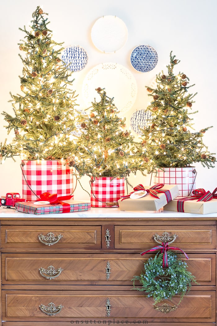 A Trio of Tabletop Christmas Trees from On Sutton Place