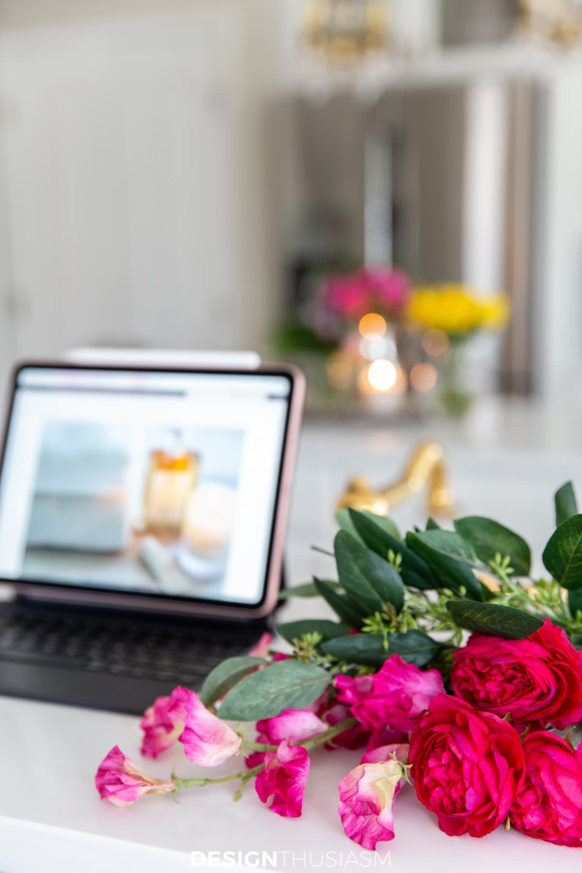Life hacks for home iPad and flowers