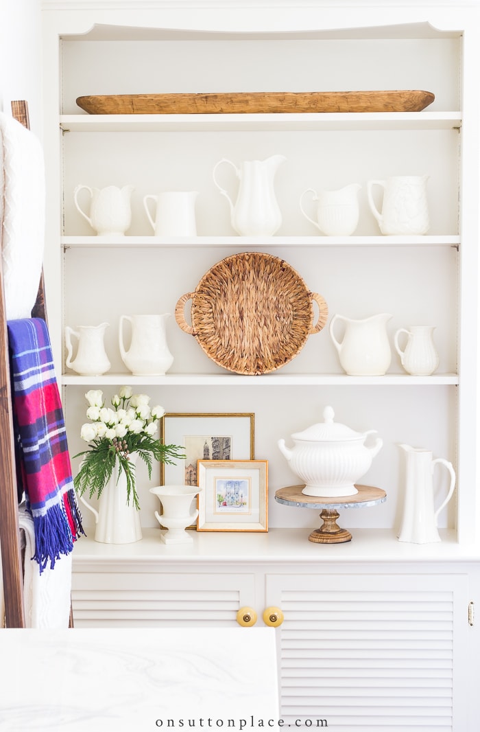 Winter Shelf Decor from On Sutton Place