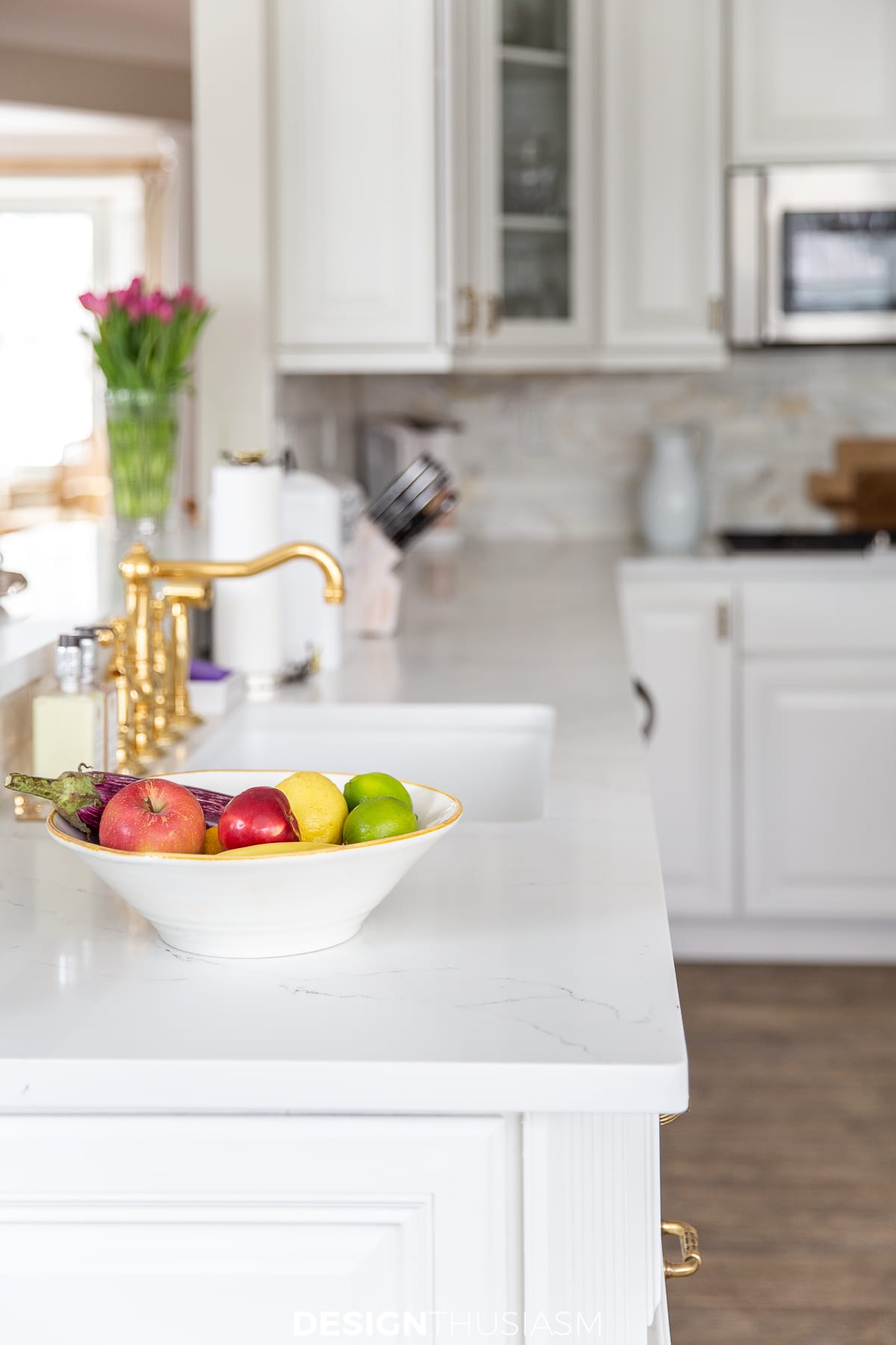 kitchen remodel with white quartz countertops