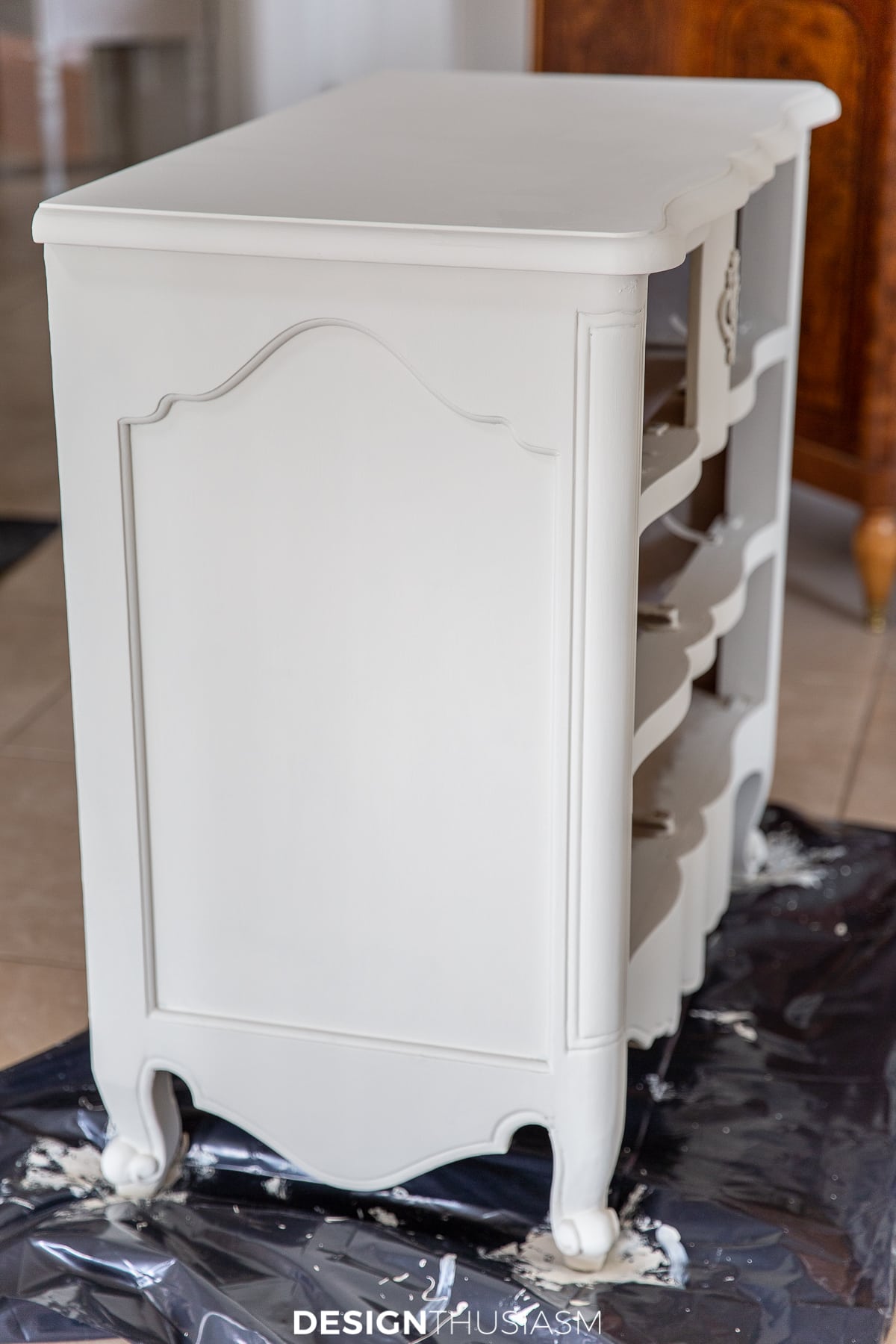 chalk painted chest of drawers side view