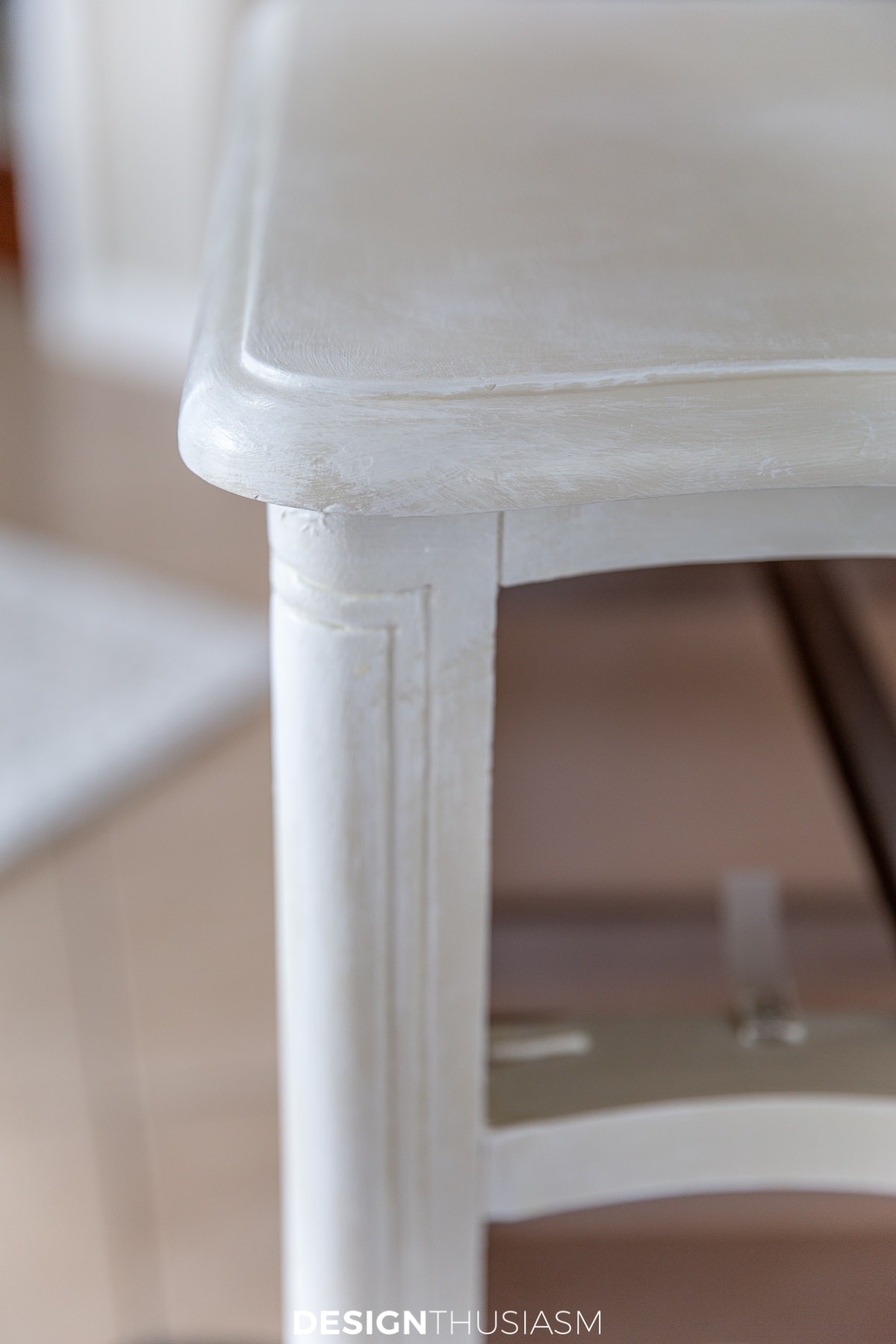 chalk painted chest of drawers corner detail