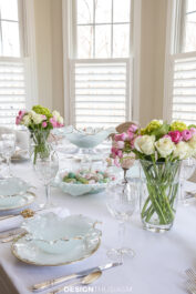 Easter table with poppy bowls