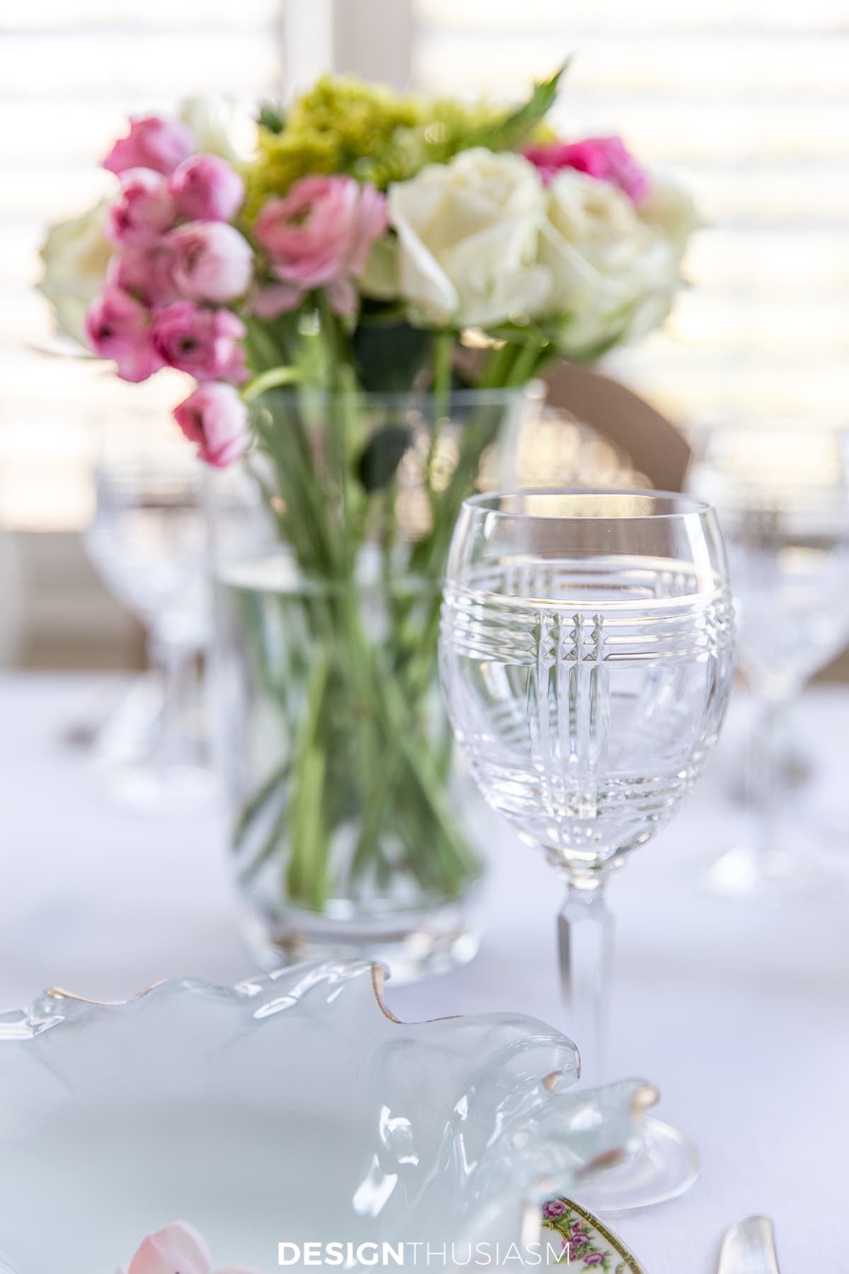 Easter table crystal goblets