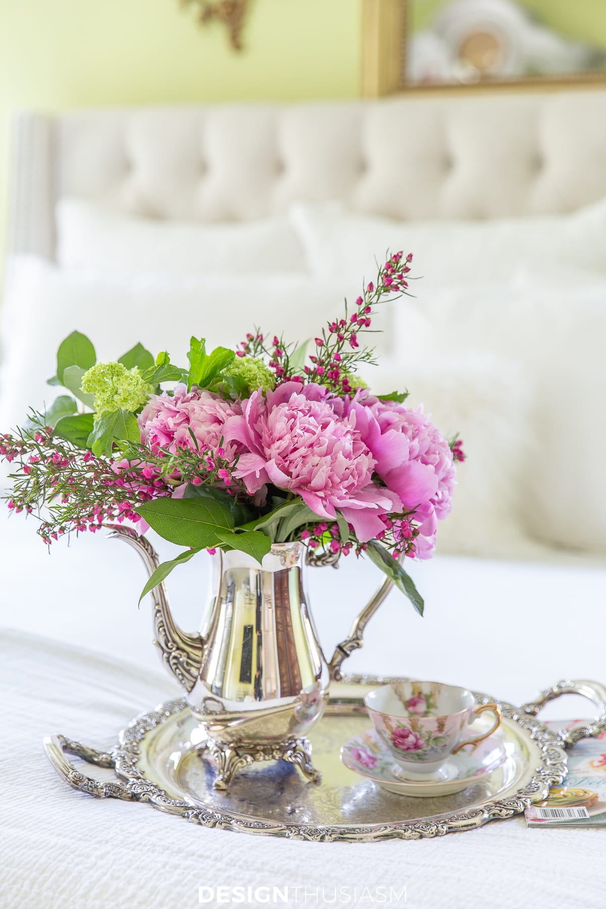 luxury living peonies in the bedroom