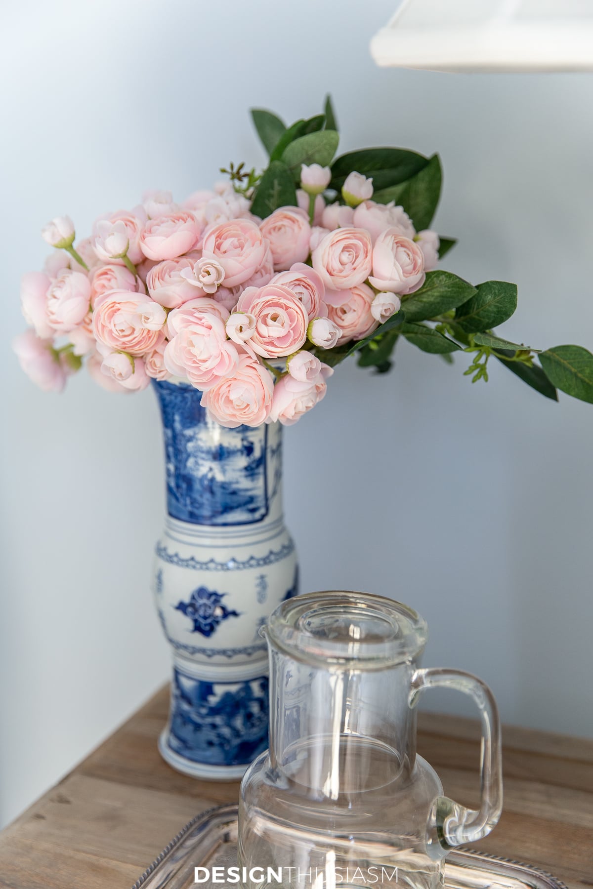 office bedroom side table with flowers