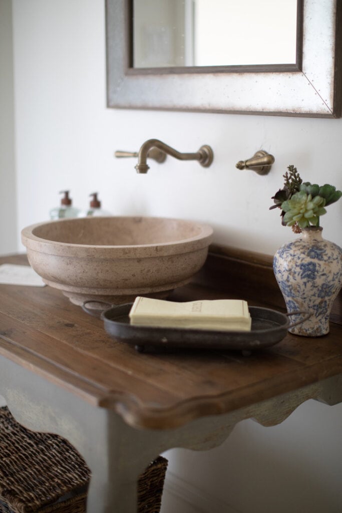 rustic chic house tour powder room
