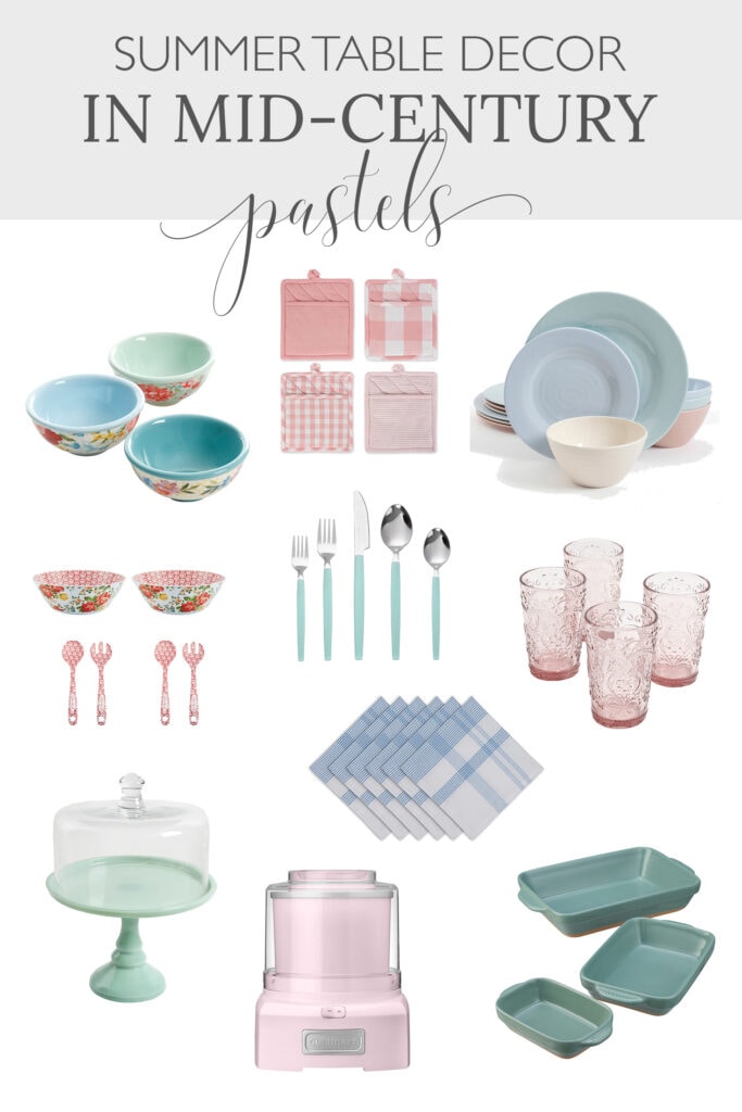 summer table in mid-century pastels