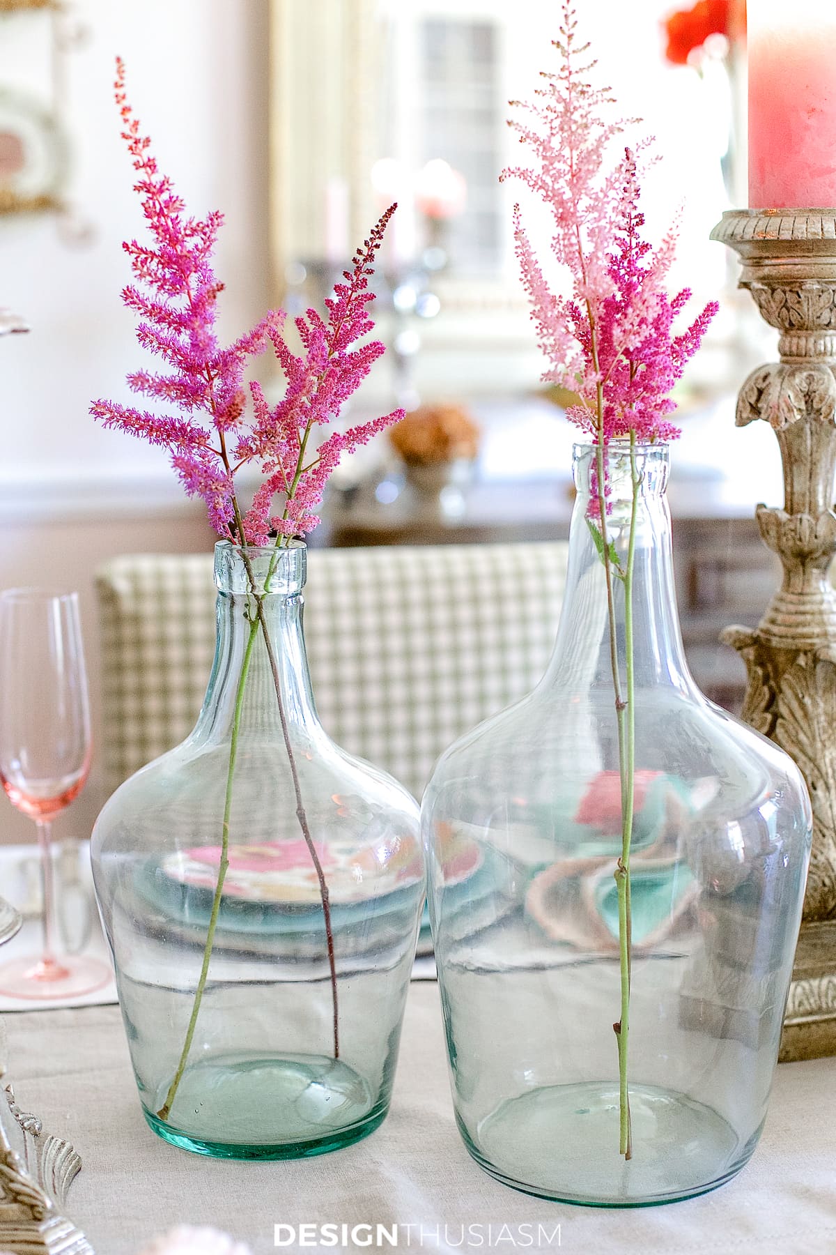 demijohns with floral