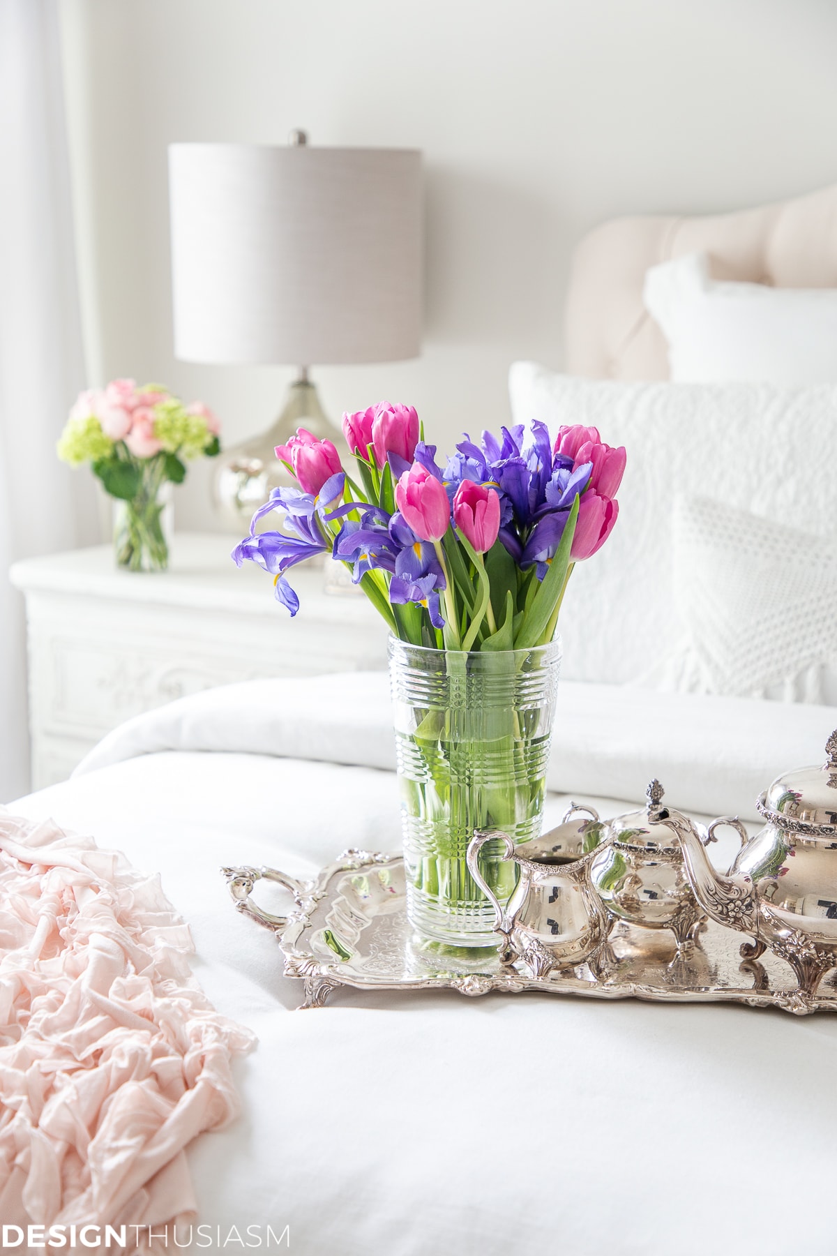 decorating with vintage silver tea set