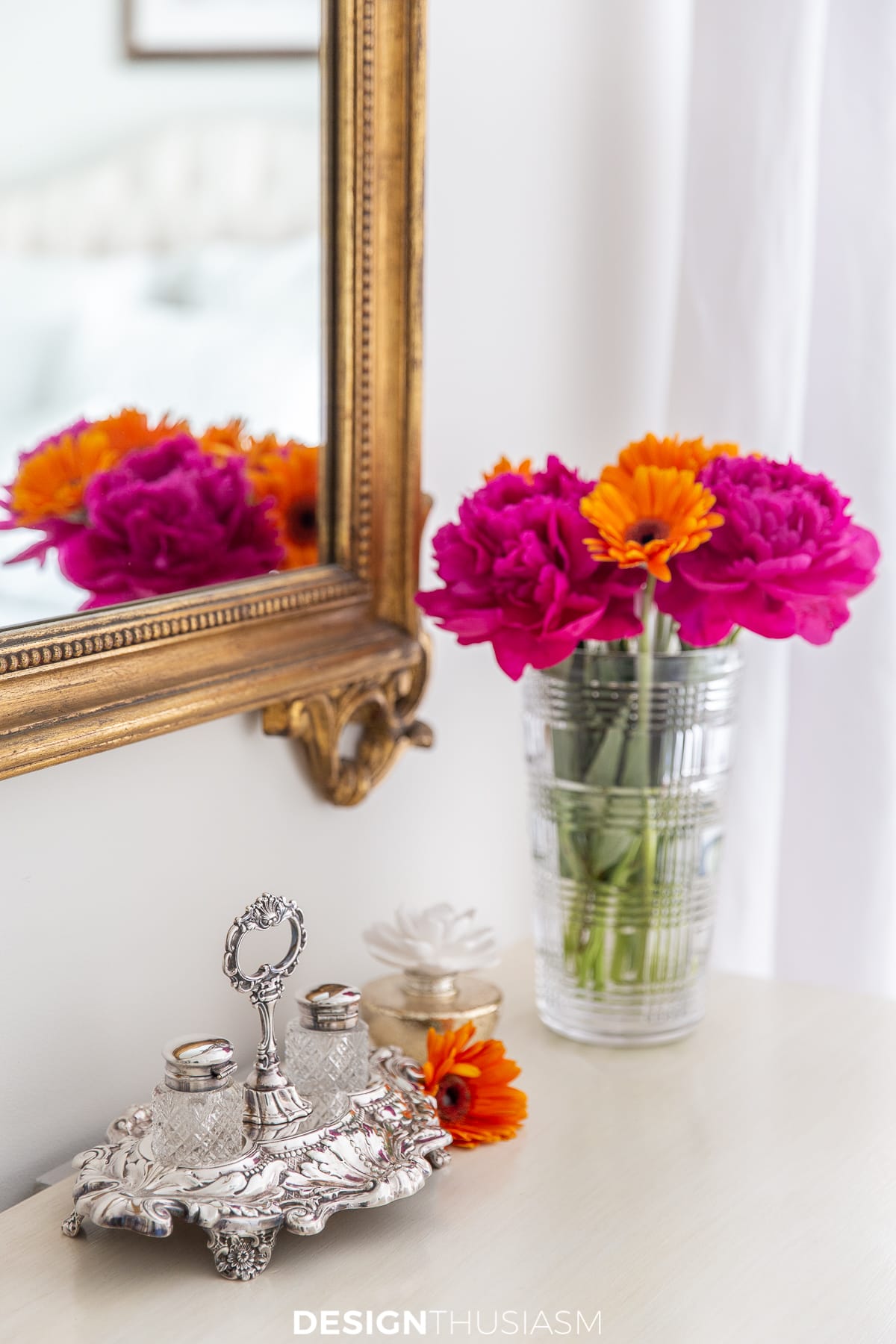 decorating with vintage silver ink wells