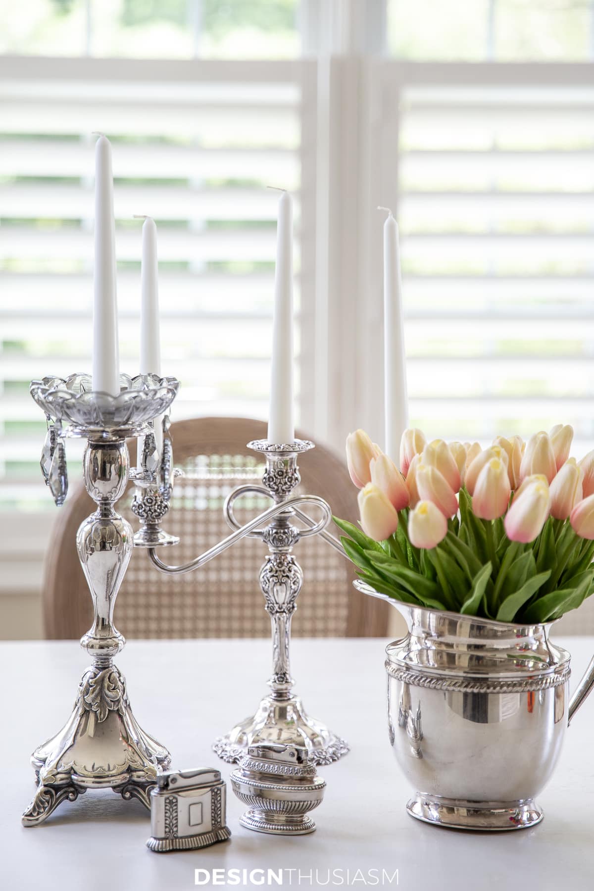 decorating with vintage silver candlesticks
