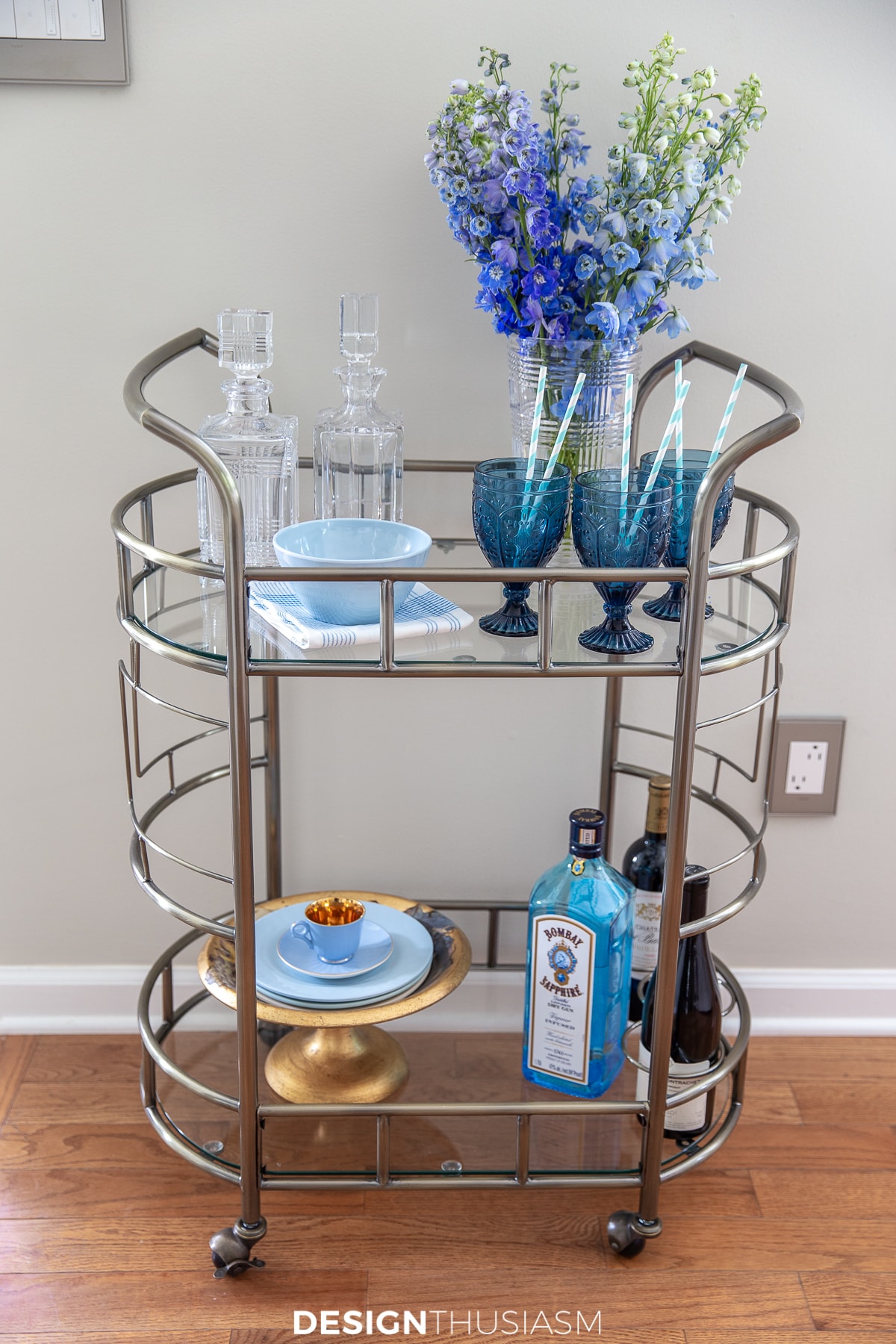 Welcoming overnight guests bar cart