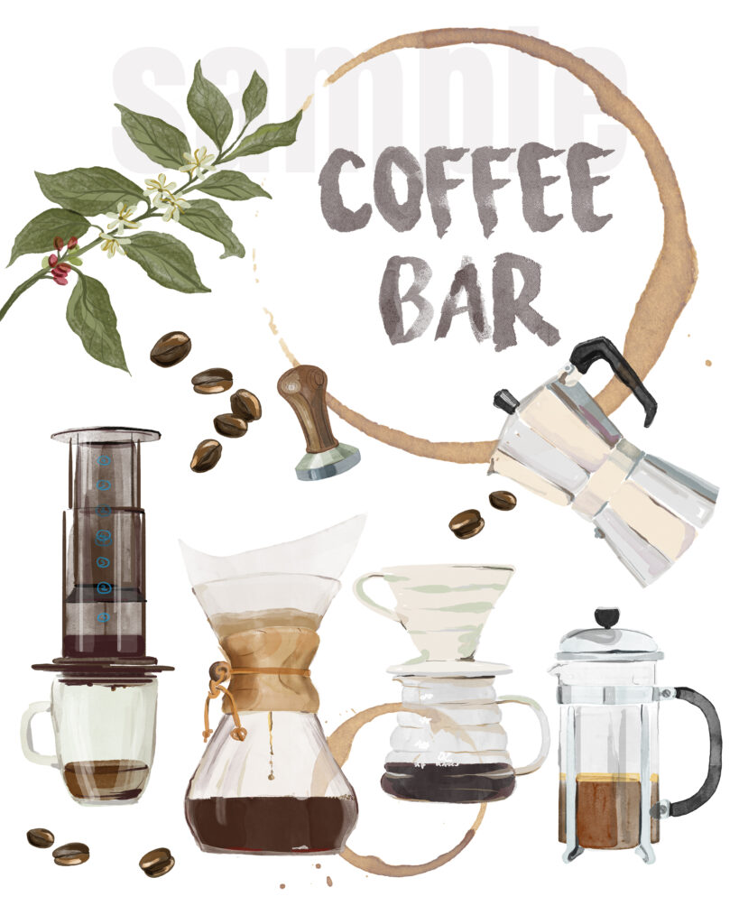 kitchen coffee station printable art
