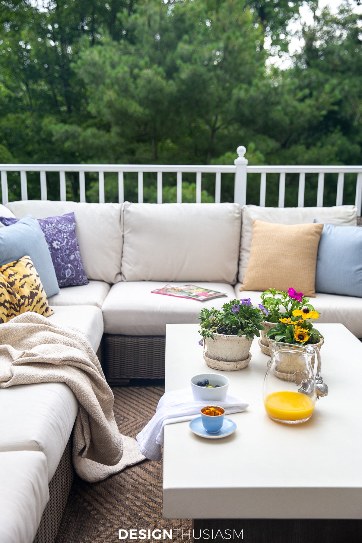 ivory patio sectional sofa and concrete coffee table
