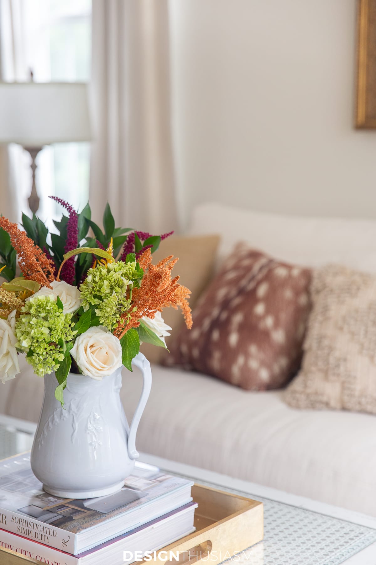 fall floral in the living room