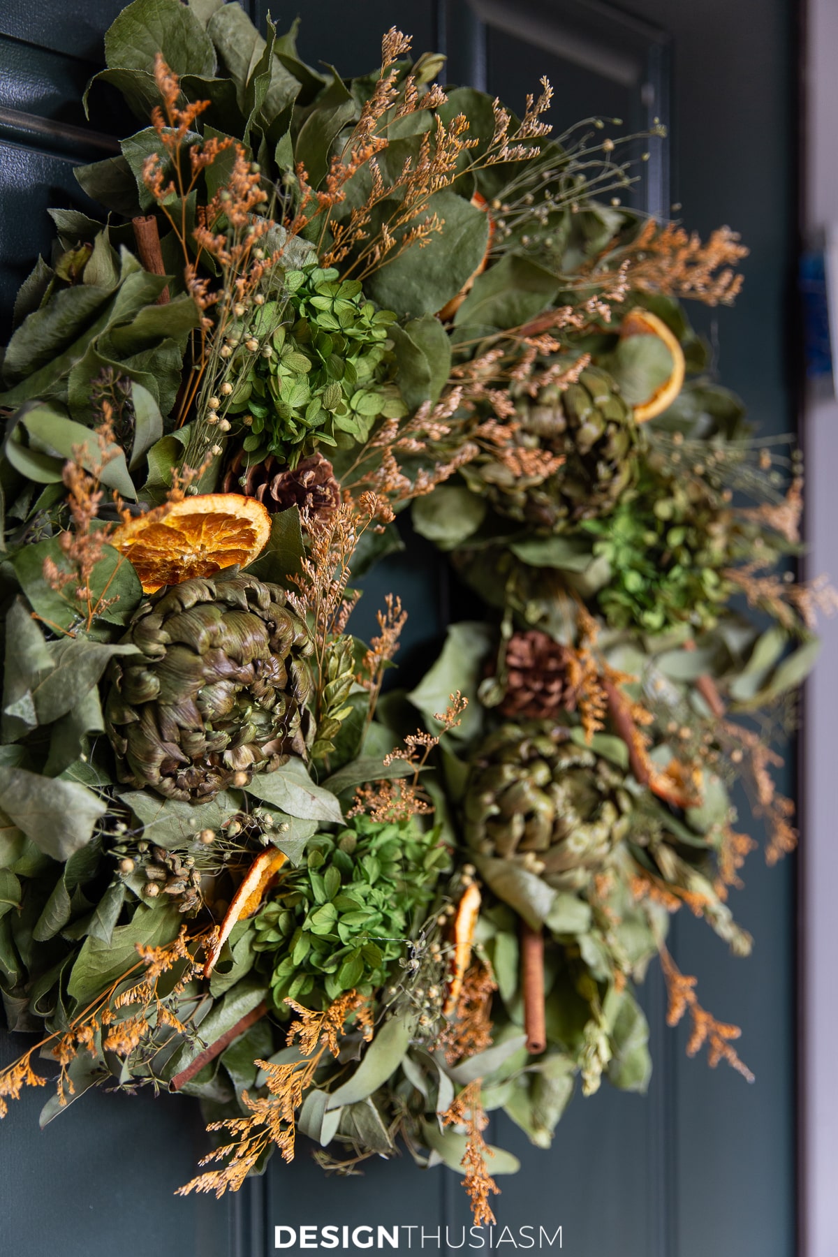 fall wreath on the front door