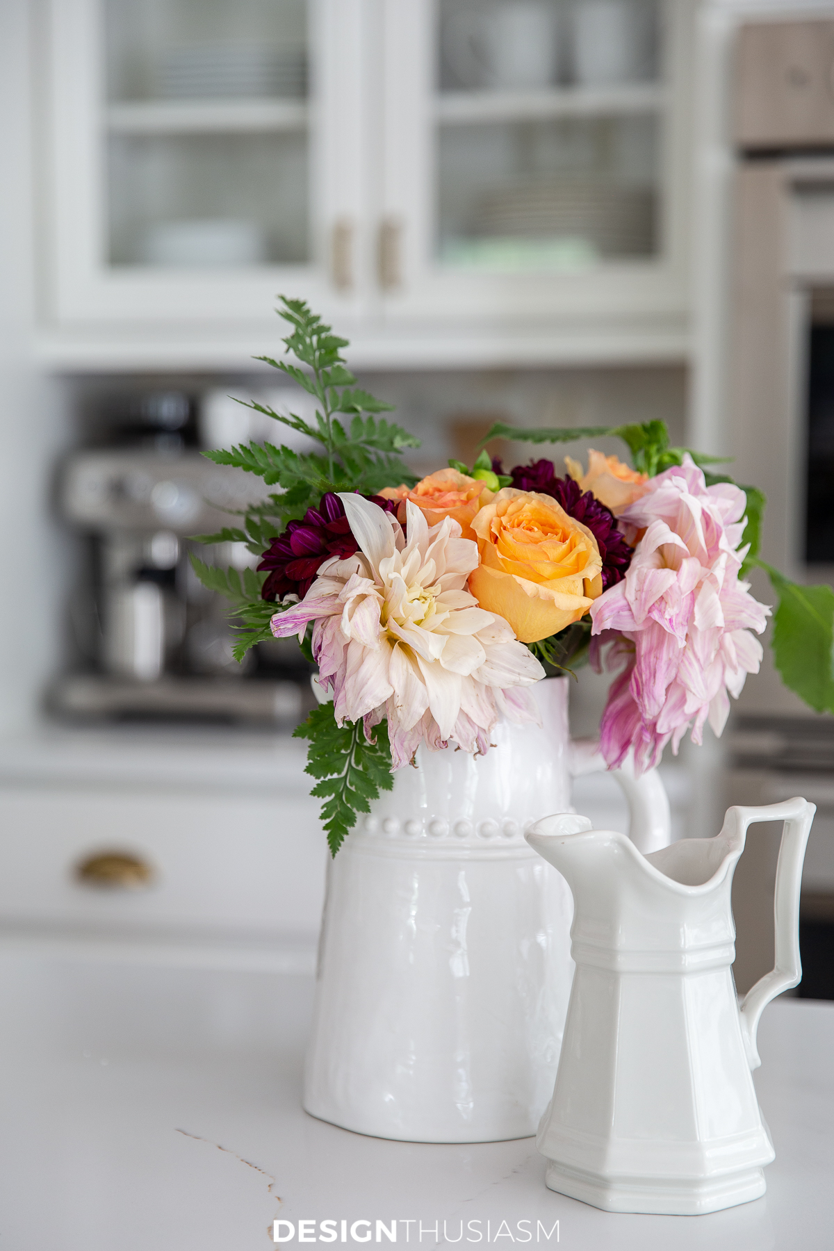 kitchen coffee station flowers