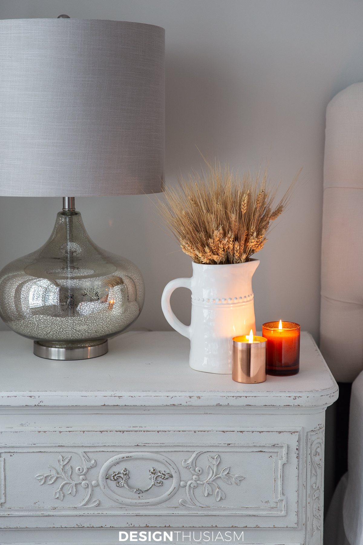 Fall bedroom decor nightstand