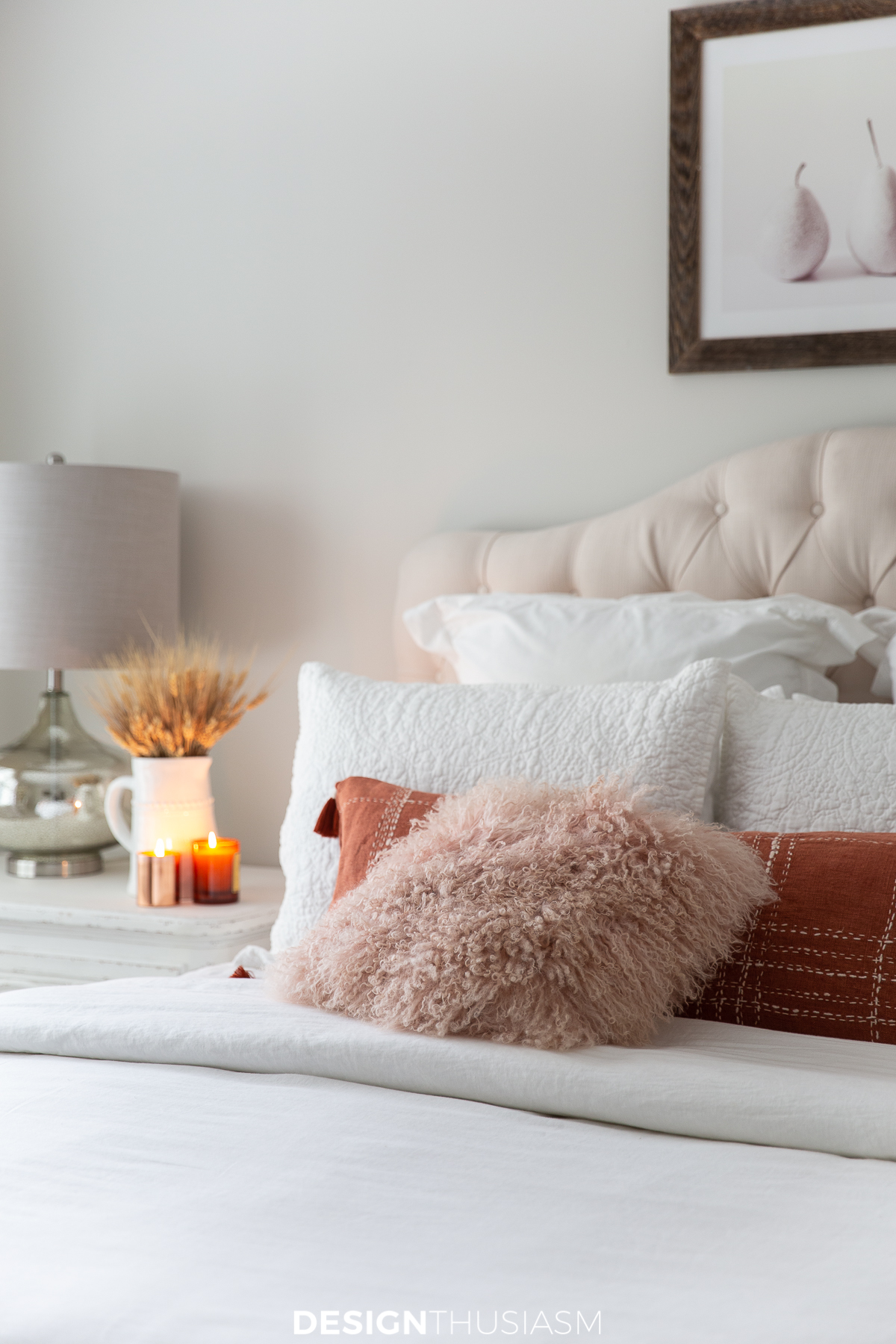 Fall bedroom decor blush and terracotta