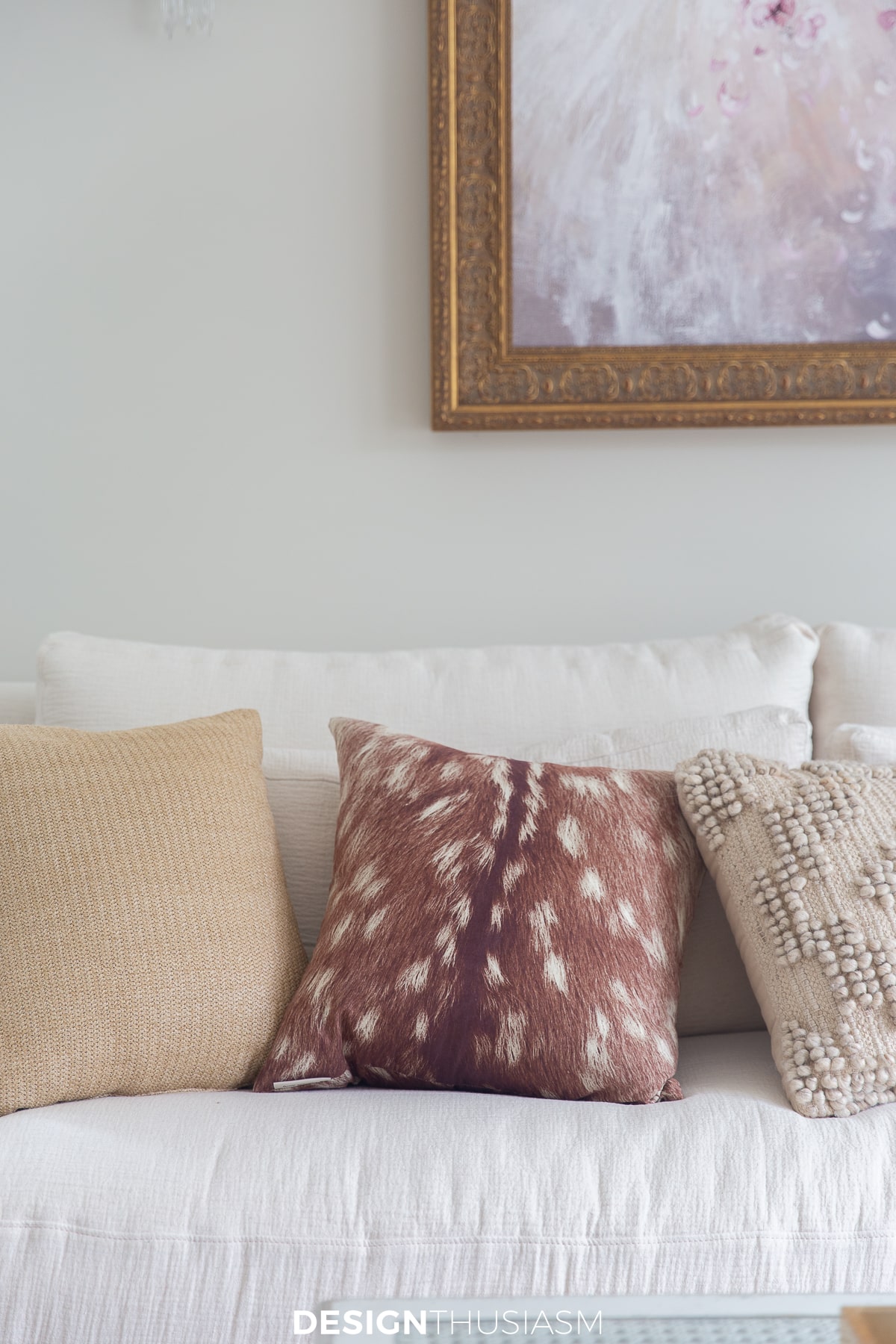 fall pillows in camel, terracotta and beige