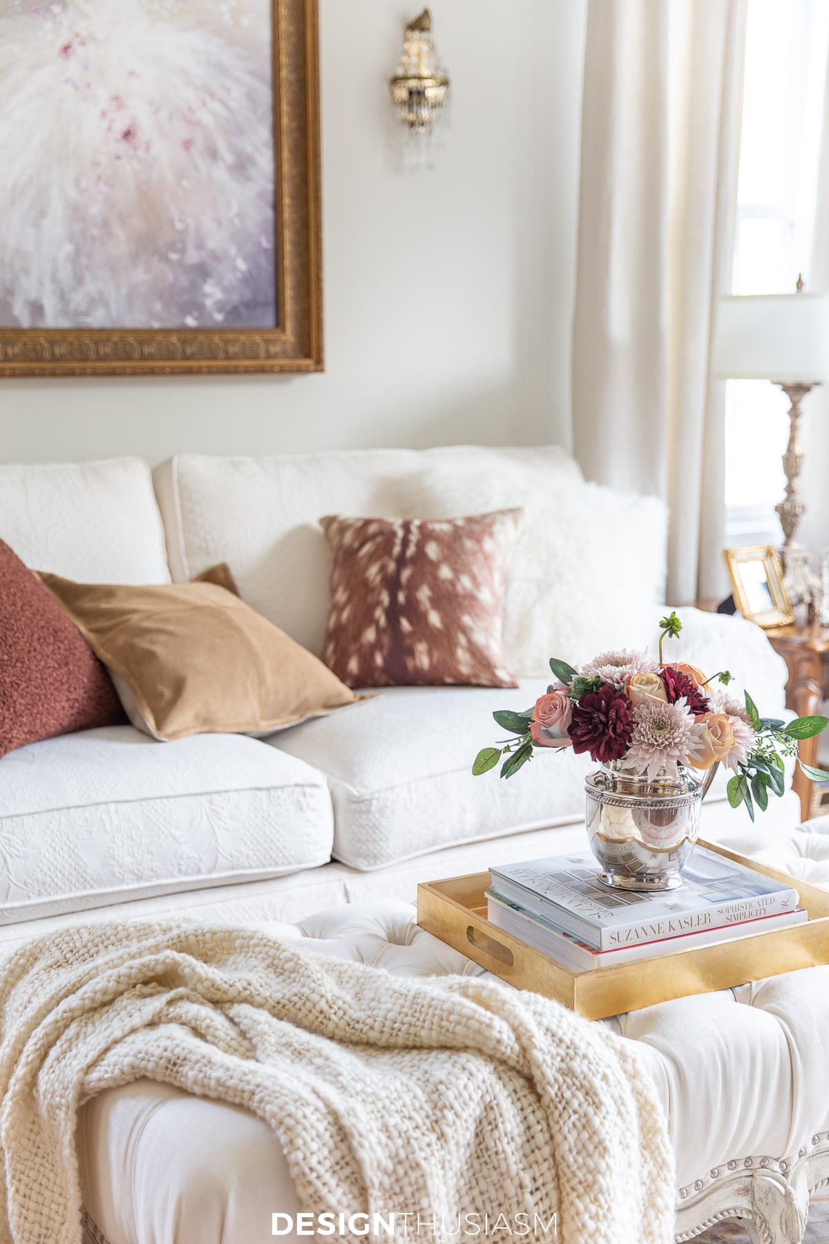 fall living room sofa with pillows