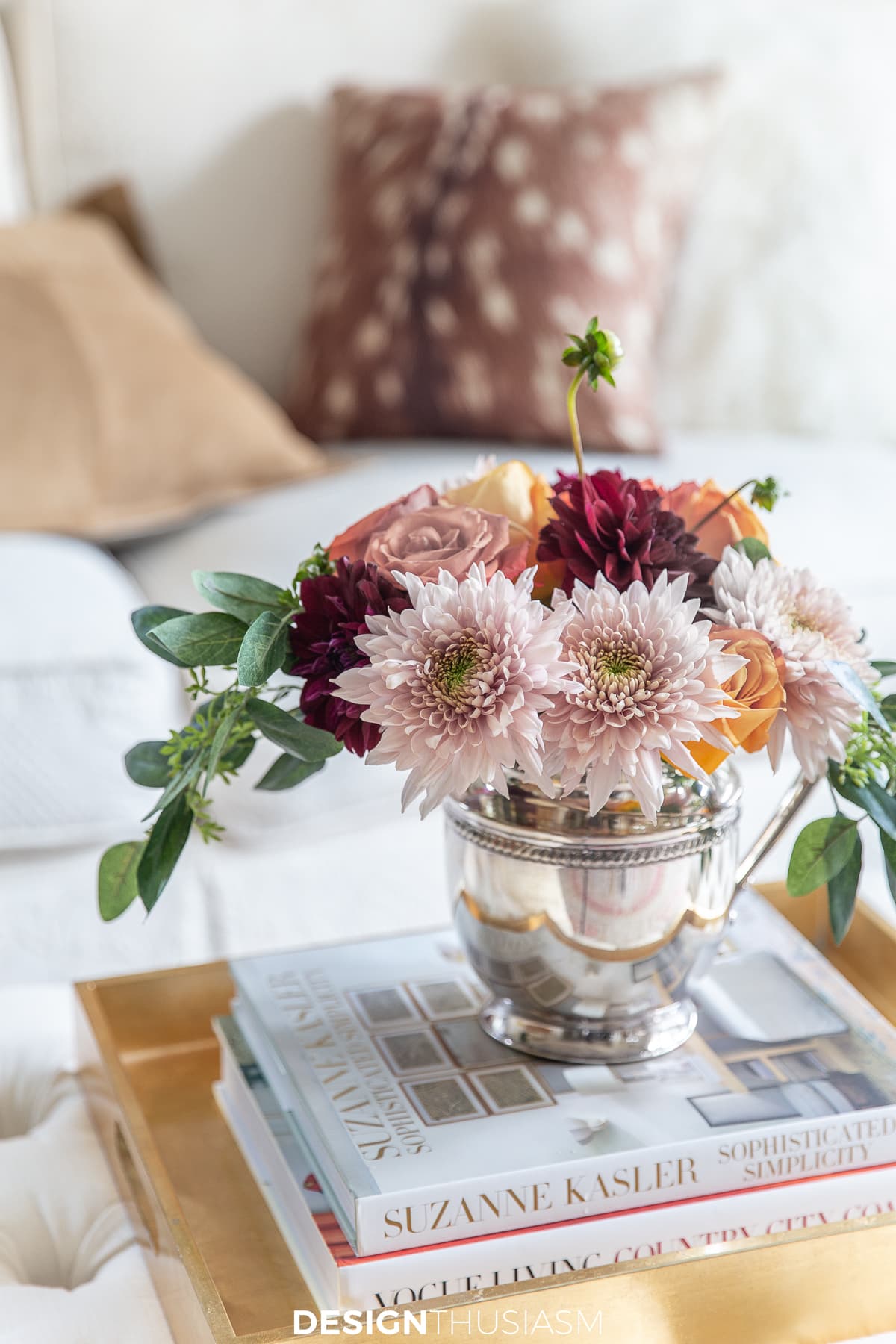 fall living room floral