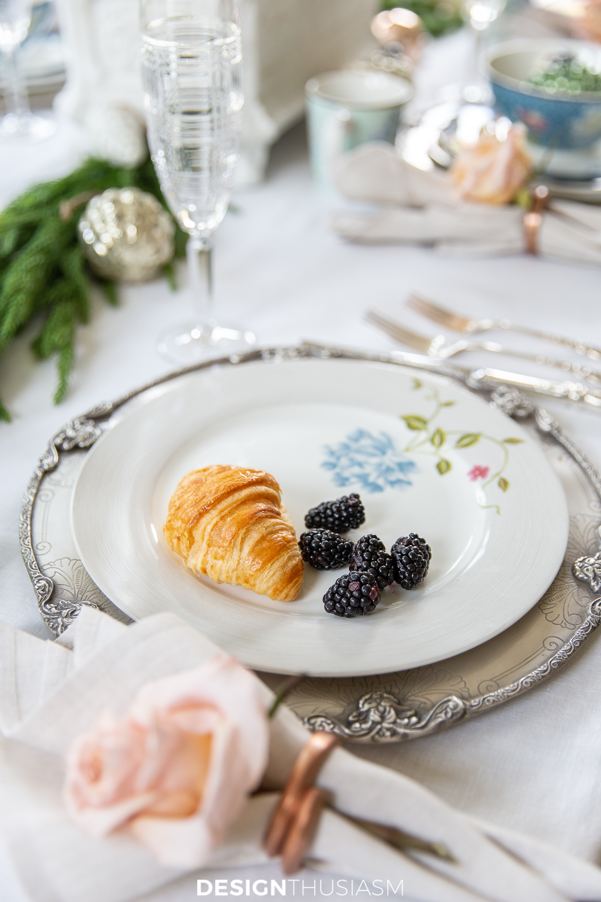 Christmas brunch table plates