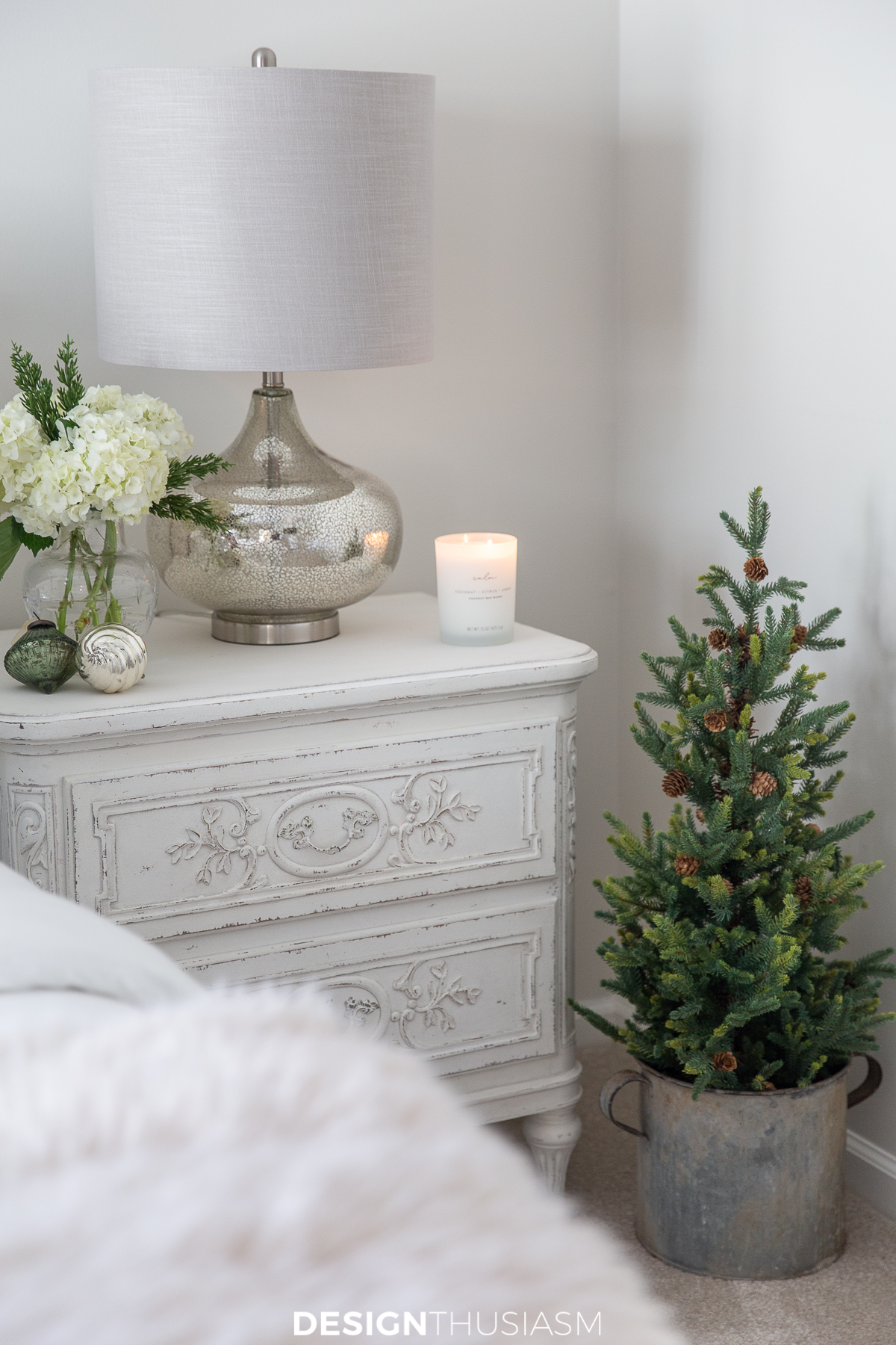 Christmas guest bedroom nightstand