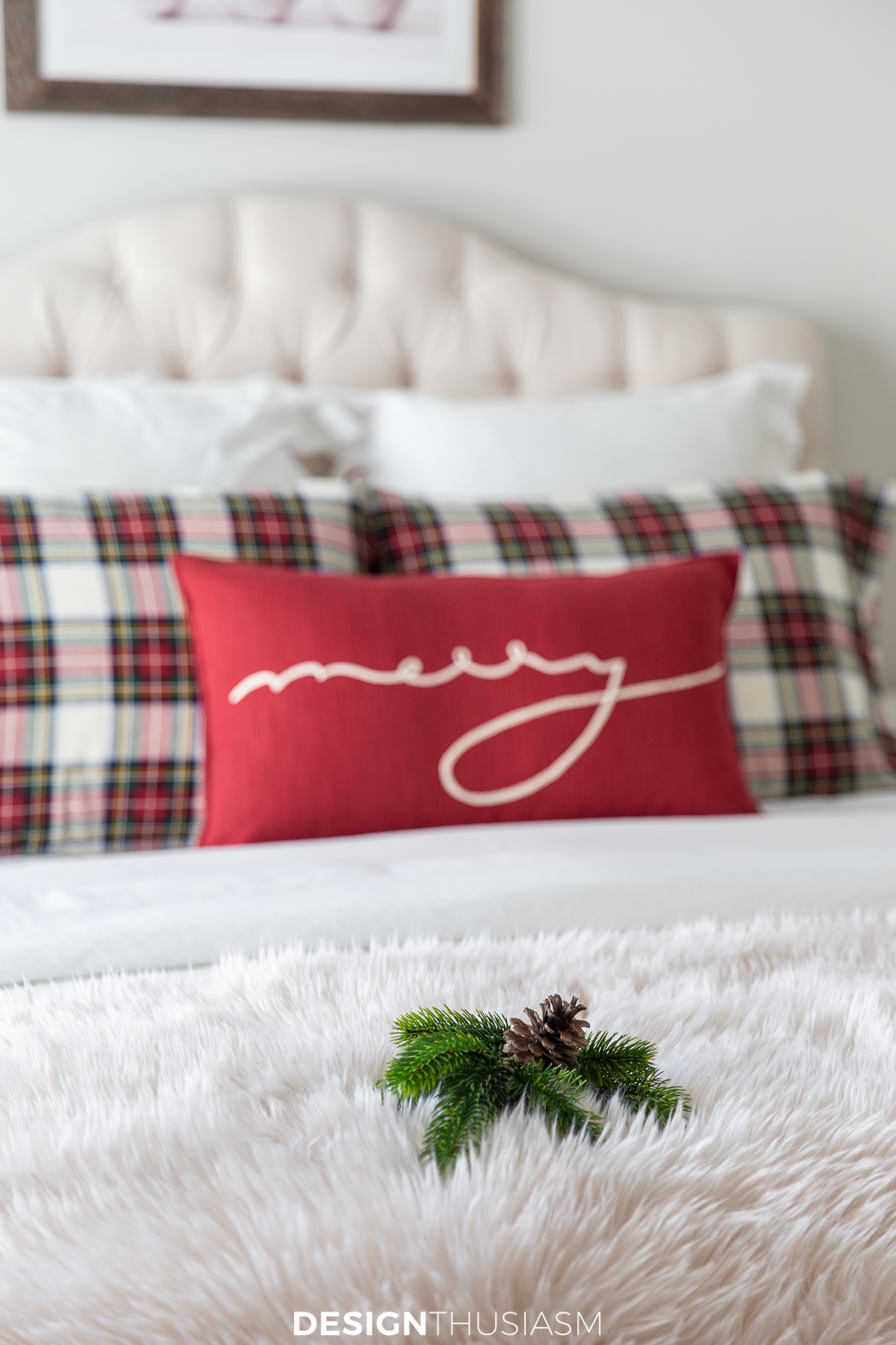 guest bedroom Christmas pillow