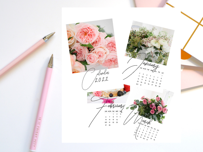 Shabbyfufu - free 2022 Floral Calendar