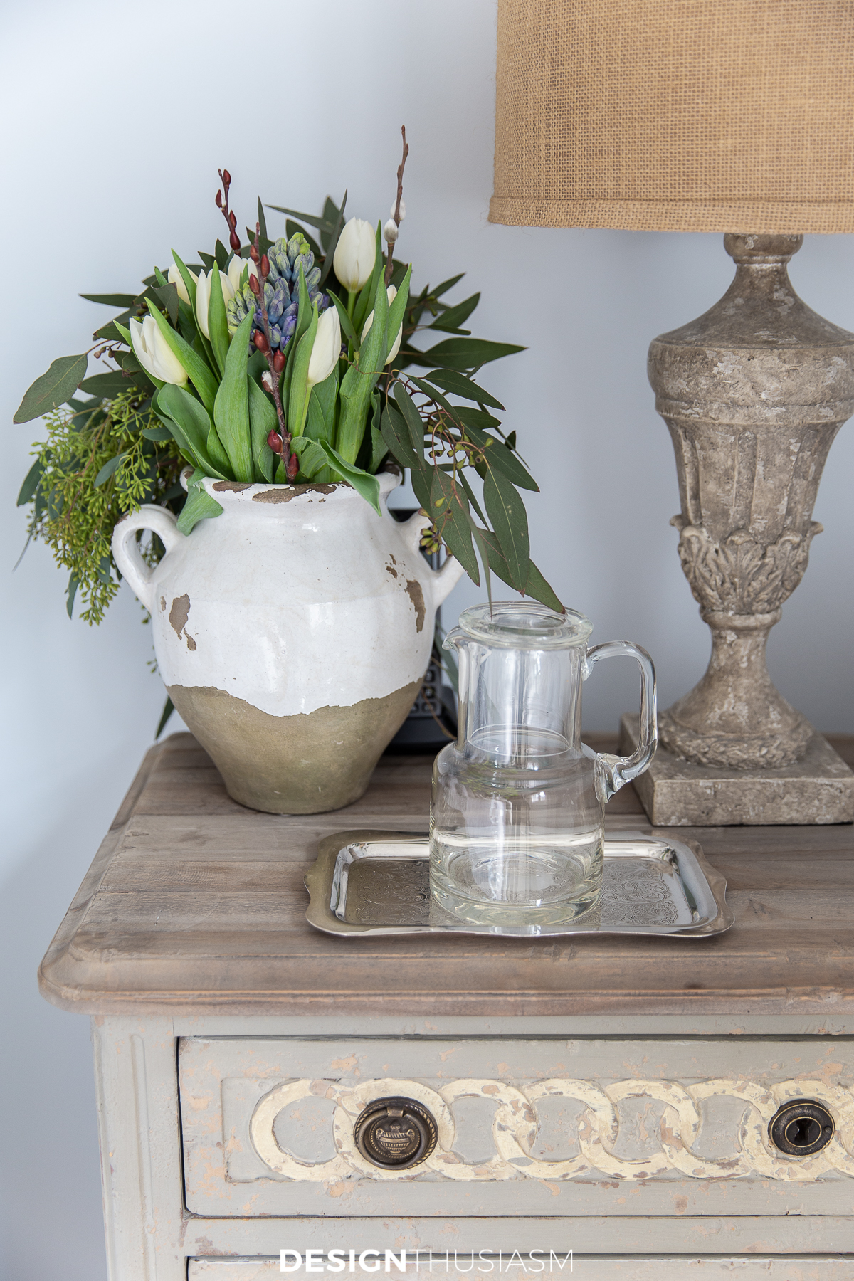 calming bedroom nightstand