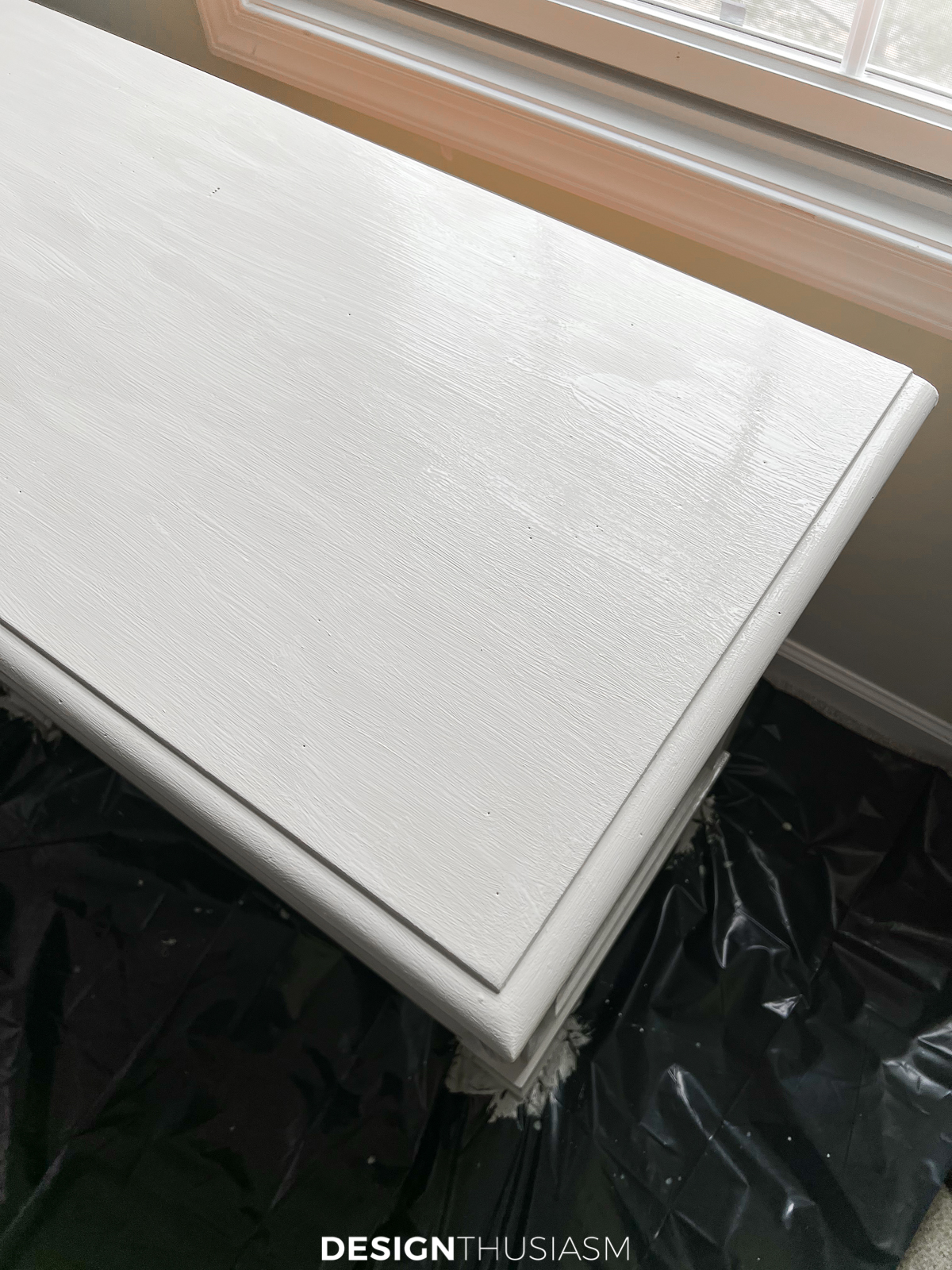 painted nightstand with top coat of clear wax