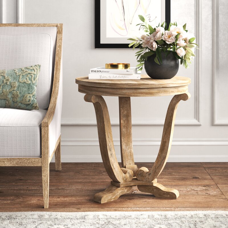 round wood side table