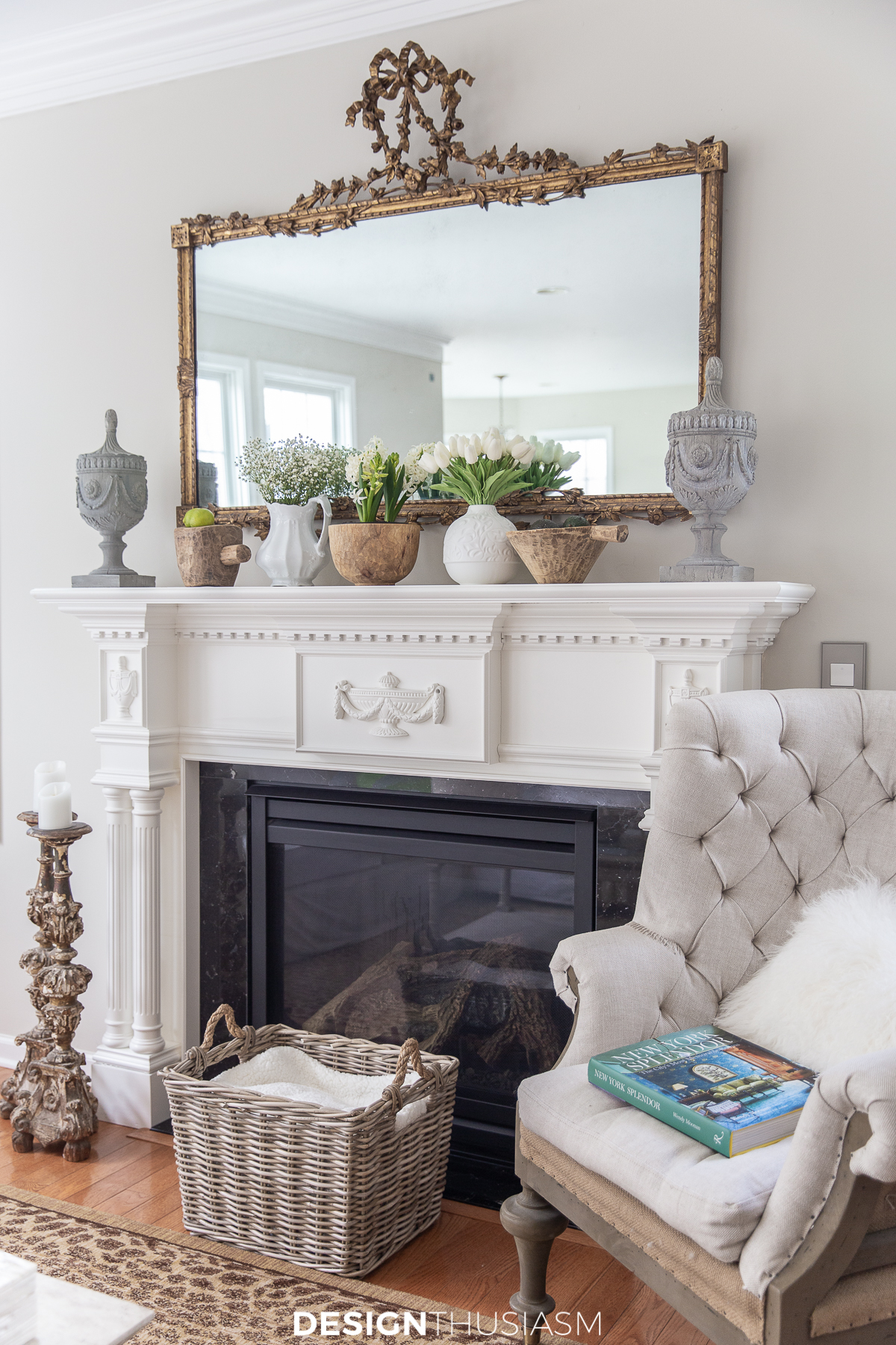 spring decor mantel