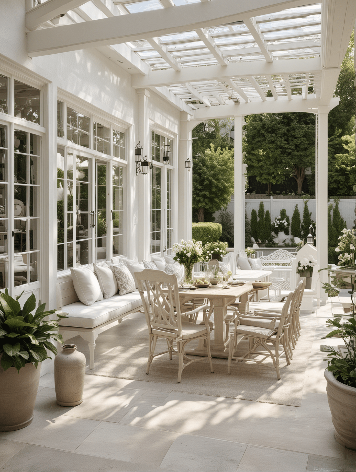 White and natural patio decor