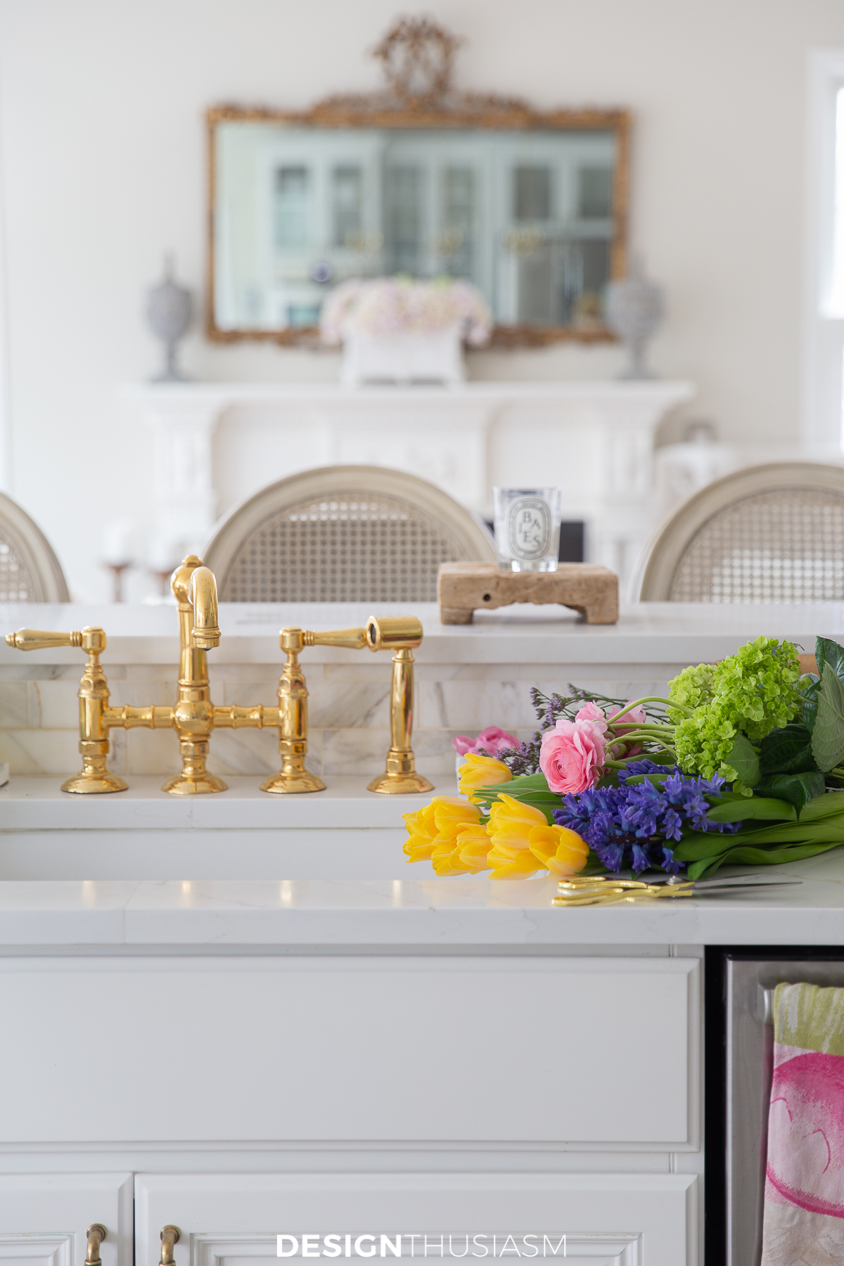 spring flowers on the sink