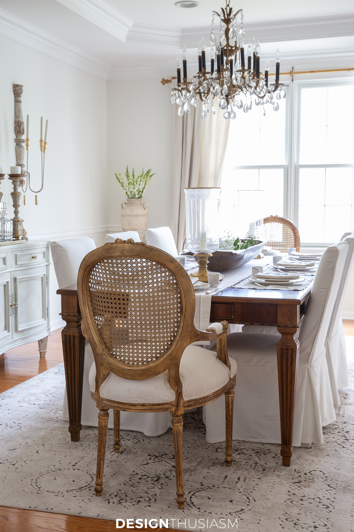 dining room table with french end chairs