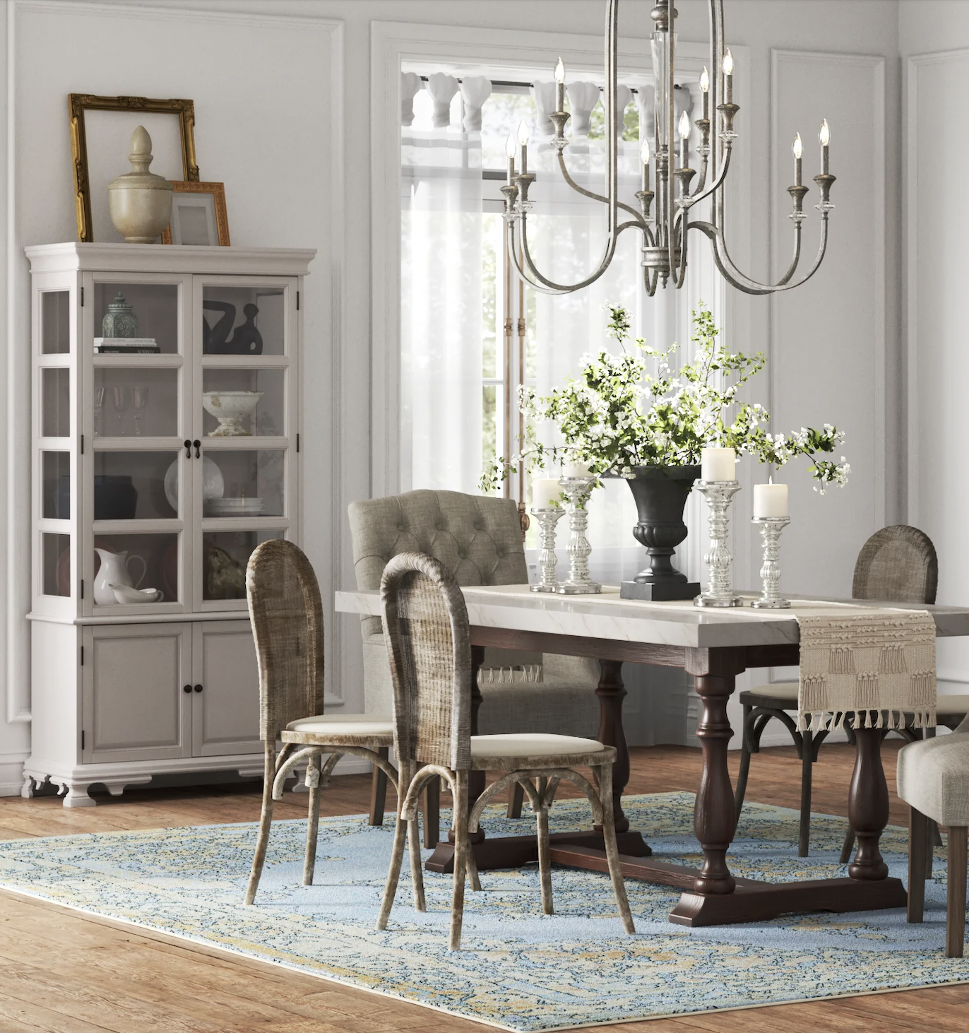 rustic chic white top dining table