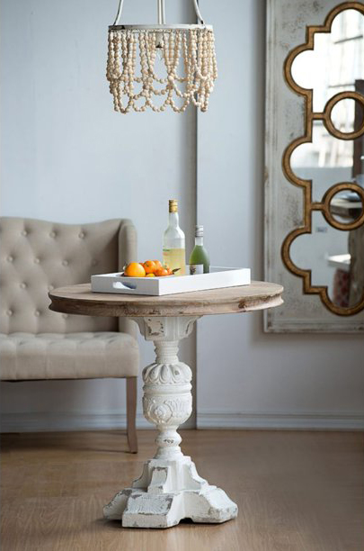 small round rustic dining table