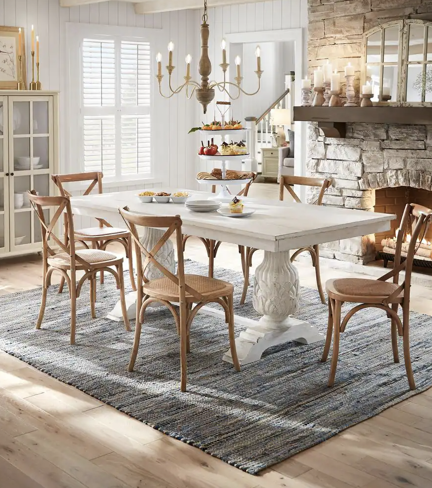 whitewash trestle dining table