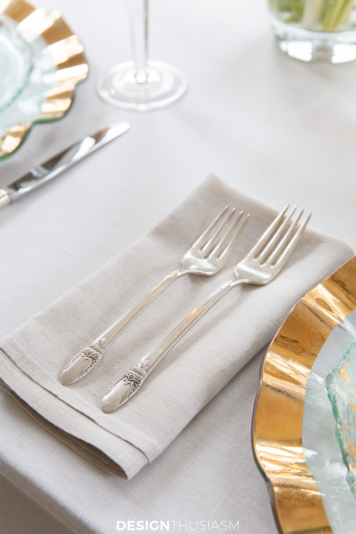 spring table setting silverware