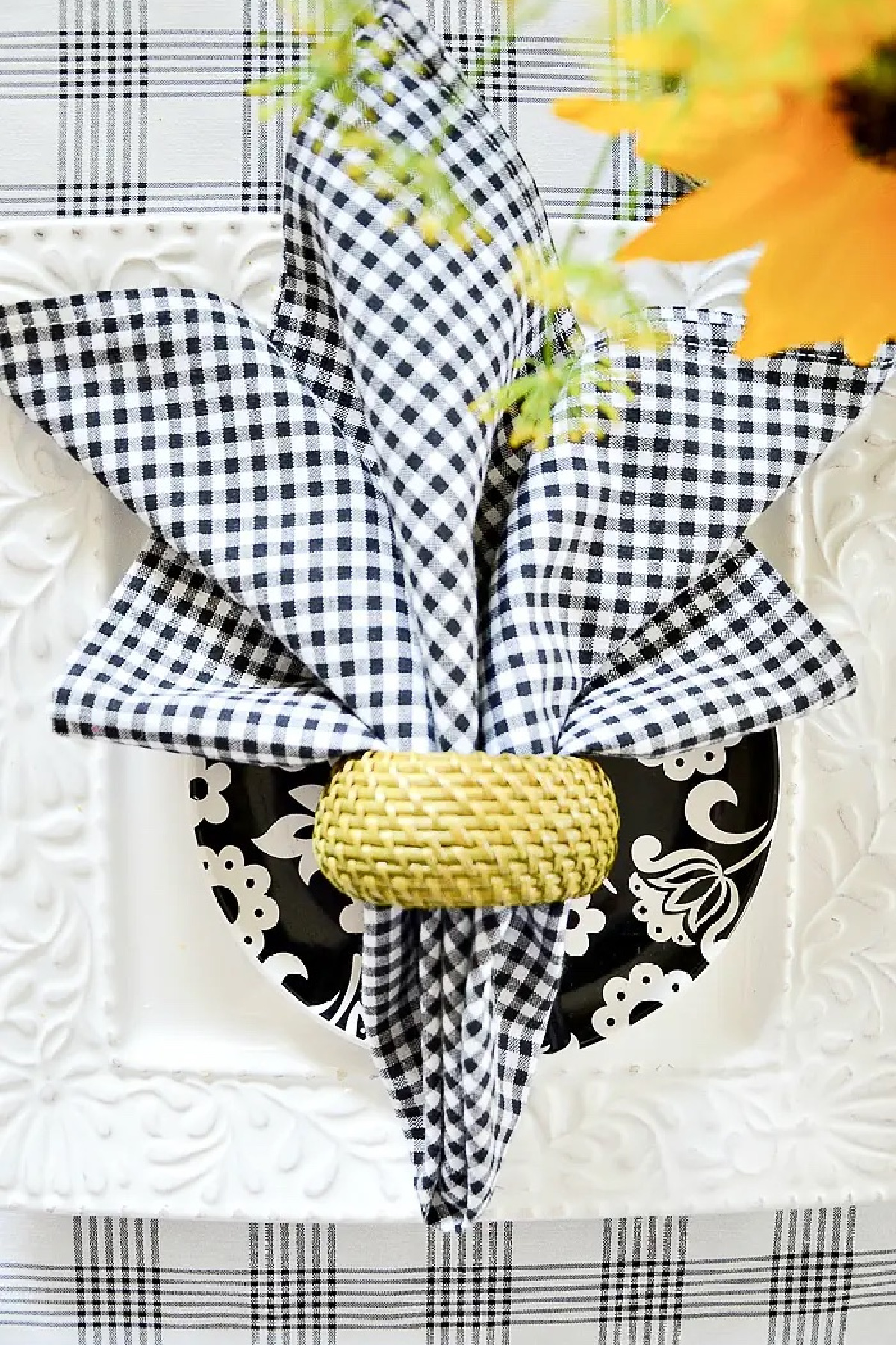 SUMMER ENTERTAINING- BLACK AND WHITE NAPKIN