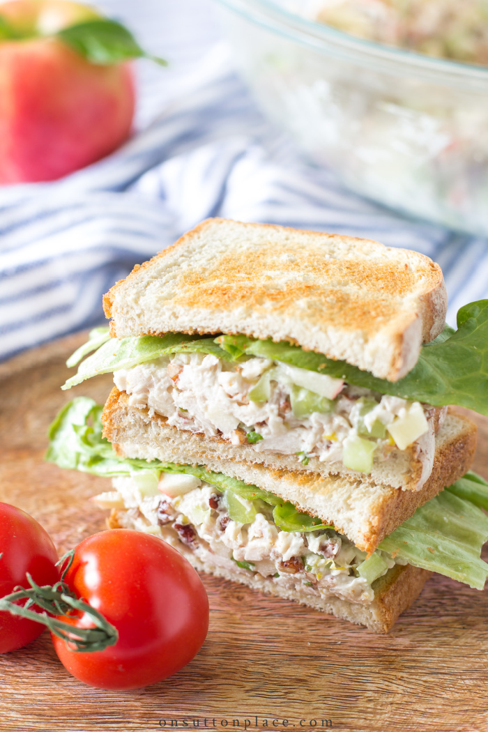 chicken salad with apples sandwich stacked on sutton place