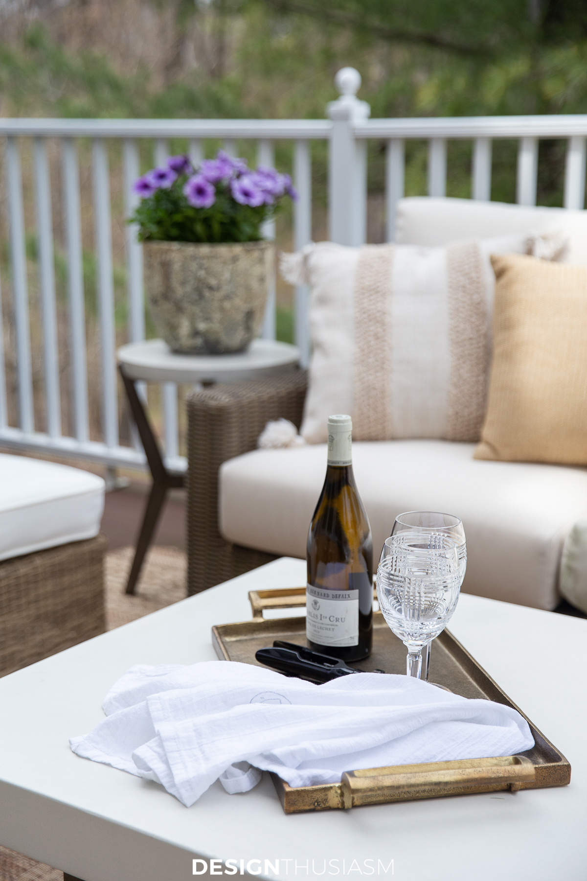 outdoor coffee table with serving tray