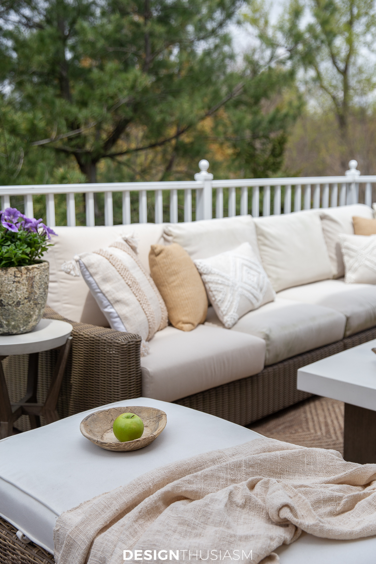 patio sectional with pillows
