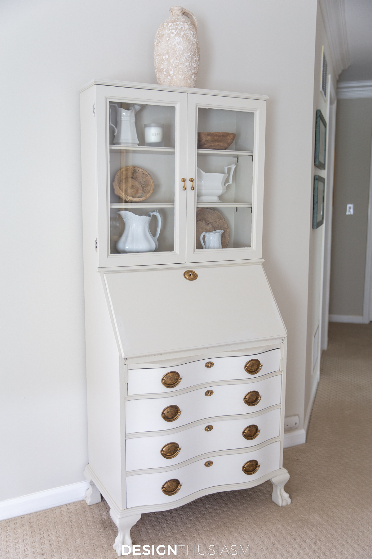 painted desk with hutch updated